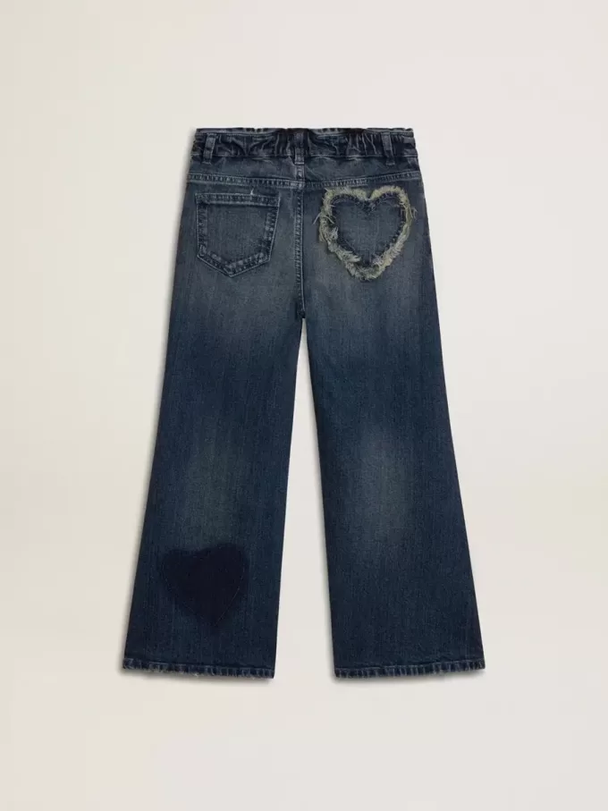 Blugi largi pentru fete din denim albastru Blugi largi pentru fete din denim albastru