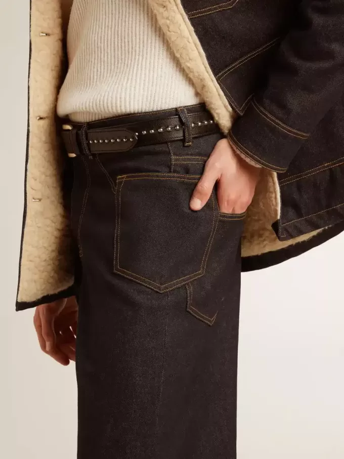 Blugi pentru bărbați, de culoare albastru închis, cu croi larg, din denim spălat o singură dată Blugi pentru bărbați, de culoare albastru închis, cu croi larg, din denim spălat o singură dată
