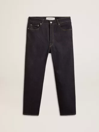 Blugi pentru bărbați, de culoare albastru închis, din denim spălat o singură dată