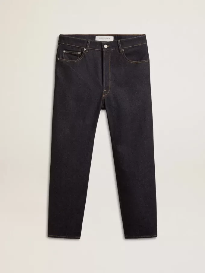 Blugi pentru bărbați, de culoare albastru închis, din denim spălat o singură dată Blugi pentru bărbați, de culoare albastru închis, din denim spălat o singură dată