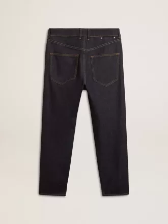Blugi pentru bărbați, de culoare albastru închis, din denim spălat o singură dată