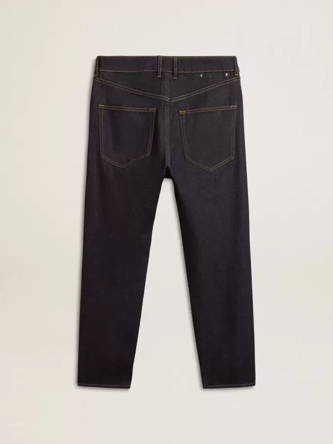 Blugi pentru bărbați, de culoare albastru închis, din denim spălat o singură dată Blugi pentru bărbați, de culoare albastru închis, din denim spălat o singură dată