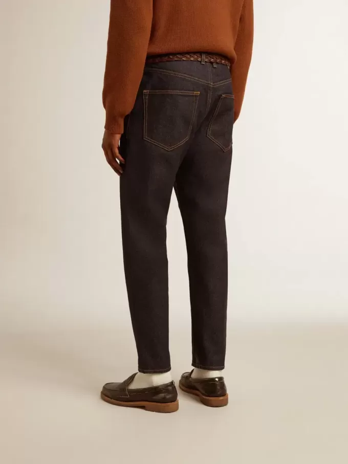 Blugi pentru bărbați, de culoare albastru închis, din denim spălat o singură dată Blugi pentru bărbați, de culoare albastru închis, din denim spălat o singură dată