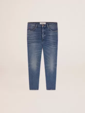 Blugi slim fit pentru bărbați, cu spălare medie
