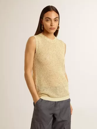 Bluză din tricot cu paiete și detalii contrastante