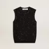 Bluză din tricot negru cu paiete și detalii contrastante Bluză din tricot negru cu paiete și detalii contrastante