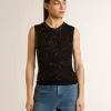 Bluză din tricot negru cu paiete și detalii contrastante Bluză din tricot negru cu paiete și detalii contrastante
