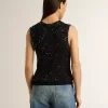 Bluză din tricot negru cu paiete și detalii contrastante Bluză din tricot negru cu paiete și detalii contrastante