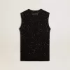 Bluză din tricot negru cu paiete și detalii contrastante Bluză din tricot negru cu paiete și detalii contrastante
