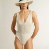 Body croșetat pentru femei din bumbac alb Body croșetat pentru femei din bumbac alb