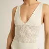 Body croșetat pentru femei din bumbac alb Body croșetat pentru femei din bumbac alb