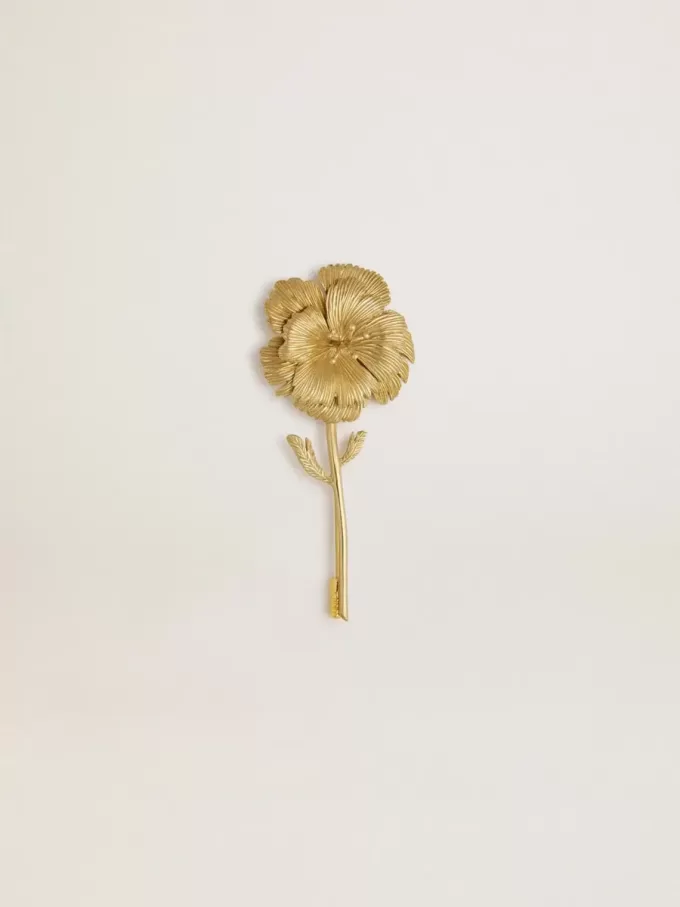 Broșă aurie cu motiv floral