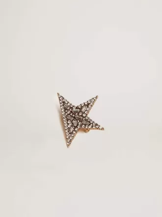 Broșă pentru femei, de culoare auriu antic, cu cristale decorative