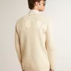 Cardigan bej pentru bărbați, cu inscripția „Golden” pe spate Cardigan bej pentru bărbați, cu inscripția „Golden” pe spate