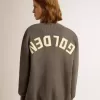 Cardigan din bumbac gri melanj pentru femei, cu logo pe spate Cardigan din bumbac gri melanj pentru femei, cu logo pe spate