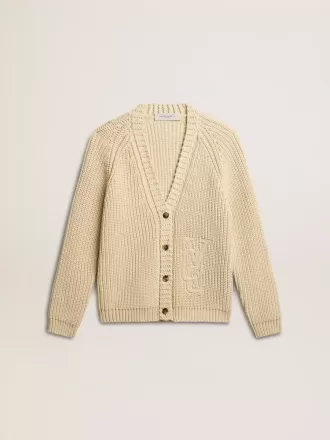 Cardigan din bumbac pentru femei, cu broderie pe partea din față
