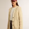 Cardigan din bumbac pentru femei, cu broderie pe partea din față Cardigan din bumbac pentru femei, cu broderie pe partea din față