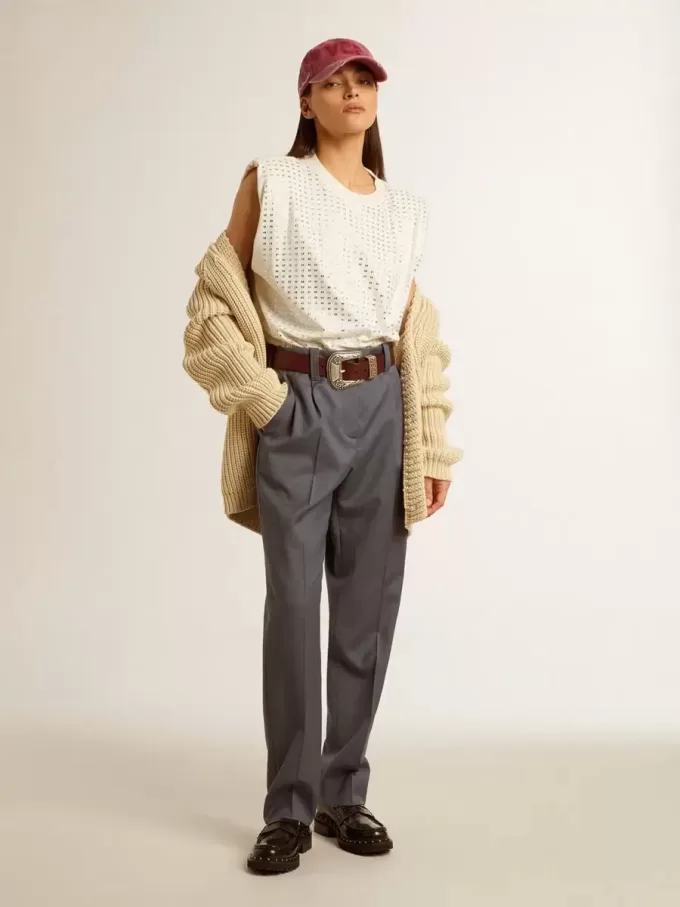 Cardigan din bumbac pentru femei, cu broderie pe partea din față Cardigan din bumbac pentru femei, cu broderie pe partea din față