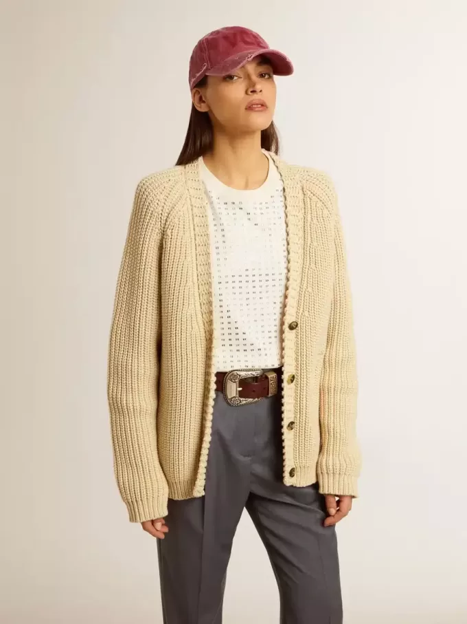 Cardigan din bumbac pentru femei, cu broderie pe partea din față Cardigan din bumbac pentru femei, cu broderie pe partea din față