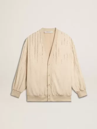 Cardigan din mătase și viscoză pentru femei, cu motiv în dungi