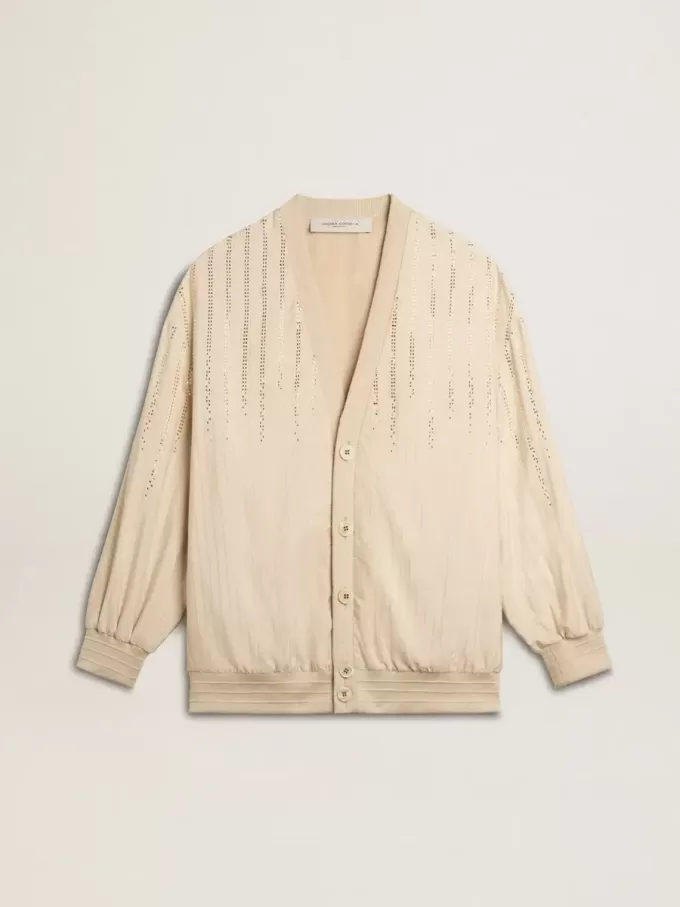 Cardigan din mătase și viscoză pentru femei, cu motiv în dungi Cardigan din mătase și viscoză pentru femei, cu motiv în dungi