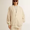Cardigan din mătase și viscoză pentru femei, cu motiv în dungi Cardigan din mătase și viscoză pentru femei, cu motiv în dungi