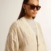 Cardigan din mătase și viscoză pentru femei, cu motiv în dungi Cardigan din mătase și viscoză pentru femei, cu motiv în dungi