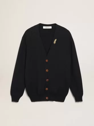 Cardigan Golden Collection din bumbac albastru închis cu finisaj uzat Cardigan Golden Collection din bumbac albastru închis cu finisaj uzat