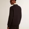 Cardigan Golden Collection din bumbac albastru închis cu finisaj uzat Cardigan Golden Collection din bumbac albastru închis cu finisaj uzat