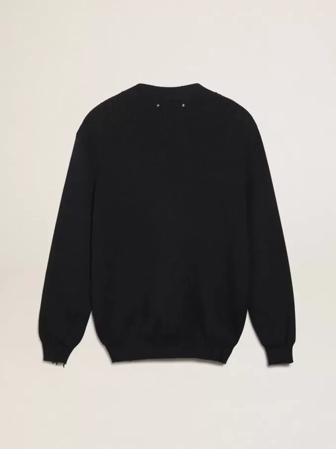 Cardigan Golden Collection din bumbac albastru închis cu finisaj uzat Cardigan Golden Collection din bumbac albastru închis cu finisaj uzat