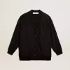 Cardigan negru pentru femei cu broderie în nuanțe