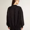 Cardigan negru pentru femei cu broderie ton pe ton cu mărgele toile de jouy Cardigan negru pentru femei cu broderie ton pe ton cu mărgele toile de jouy