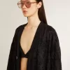 Cardigan negru pentru femei cu broderie ton pe ton cu mărgele toile de jouy Cardigan negru pentru femei cu broderie ton pe ton cu mărgele toile de jouy