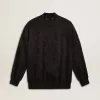 Cardigan negru pentru femei cu broderie ton pe ton cu mărgele toile de jouy Cardigan negru pentru femei cu broderie ton pe ton cu mărgele toile de jouy