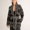 Cardigan negru pentru femei, cu curea și cristale Cardigan negru pentru femei, cu curea și cristale