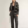 Cardigan negru pentru femei, cu curea și cristale Cardigan negru pentru femei, cu curea și cristale