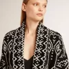 Cardigan negru pentru femei, cu curea și cristale Cardigan negru pentru femei, cu curea și cristale