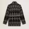 Cardigan negru pentru femei, cu curea și cristale Cardigan negru pentru femei, cu curea și cristale
