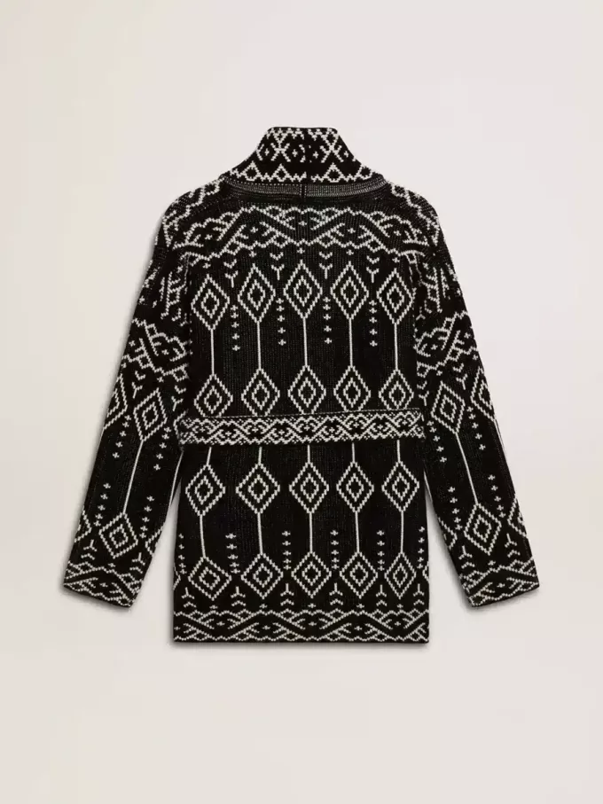 Cardigan negru pentru femei, cu curea și cristale Cardigan negru pentru femei, cu curea și cristale
