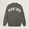Cardigan pentru bărbați din bumbac gri melanj, cu logo pe spate Cardigan pentru bărbați din bumbac gri melanj, cu logo pe spate
