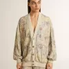 Cardigan pentru femei cu imprimeu floral și broderie Cardigan pentru femei cu imprimeu floral și broderie