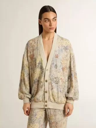 Cardigan pentru femei cu imprimeu floral și broderie