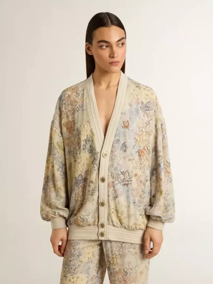 Cardigan pentru femei cu imprimeu floral și broderie Cardigan pentru femei cu imprimeu floral și broderie