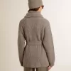 Cardigan pentru femei din lână gri melanj cu broderie pe partea din față