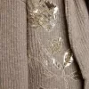 Cardigan pentru femei din lână gri melanj cu broderie pe partea din față