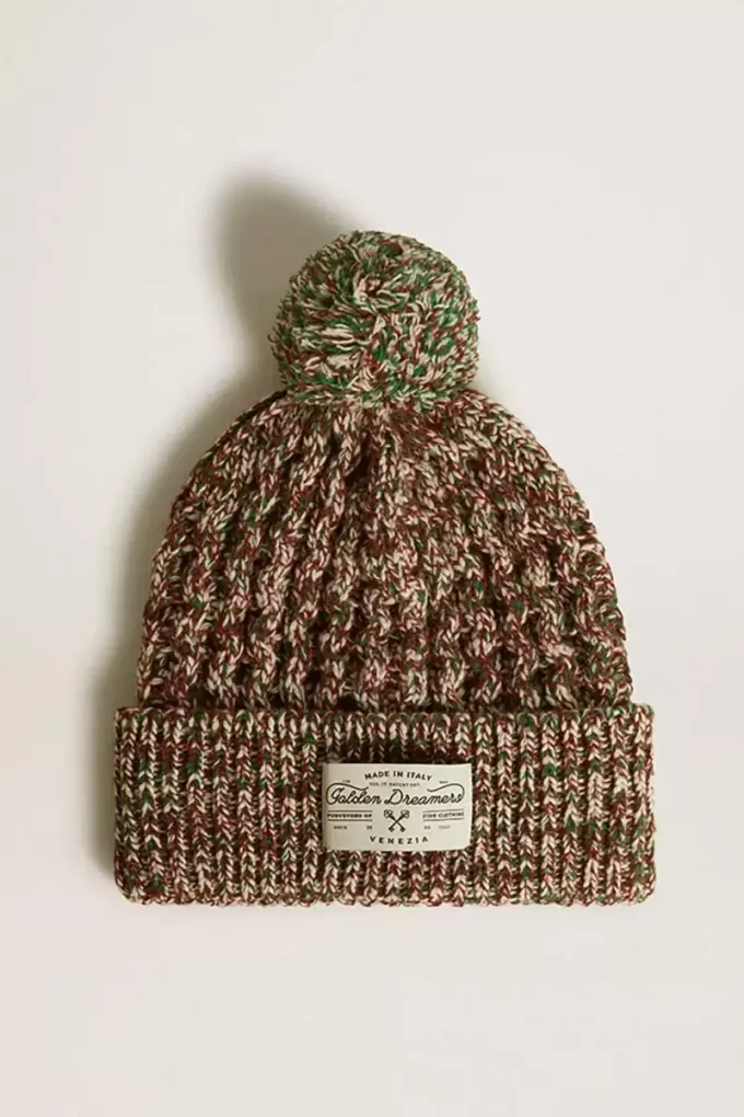 Căciulă multicoloră din lână cu pompon