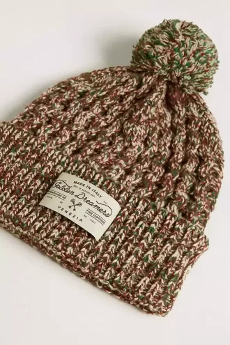 Căciulă multicoloră din lână cu pompon