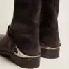 Cizme din piele neagră pentru femei, cu clemă pe călcâi Cizme din piele neagră pentru femei, cu clemă pe călcâi