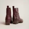 Cizme joase Debbie pentru femei din piele burgundă Cizme joase Debbie pentru femei din piele burgundă