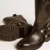 Cizme Kurt din piele neagră lucioasă, cu cataramă și ținte argintii Cizme Kurt din piele neagră lucioasă, cu cataramă și ținte argintii